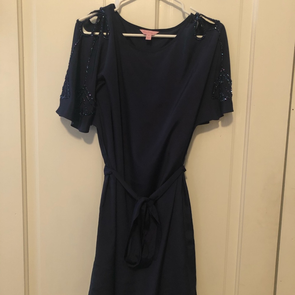 Navy blue silk Lilly Pulitzer dress